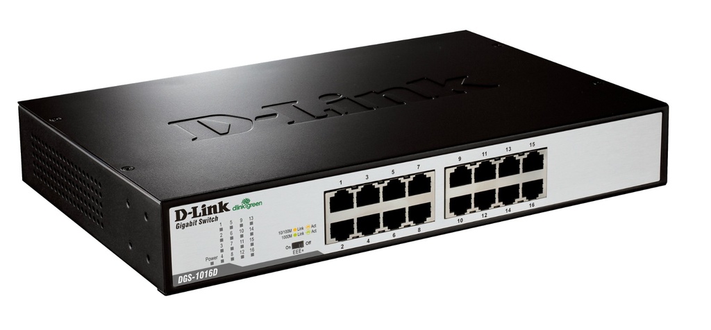 [DGS-1016D/E] D-Link DGS-1016D/E switch di rete Non gestito Nero, Metallico
