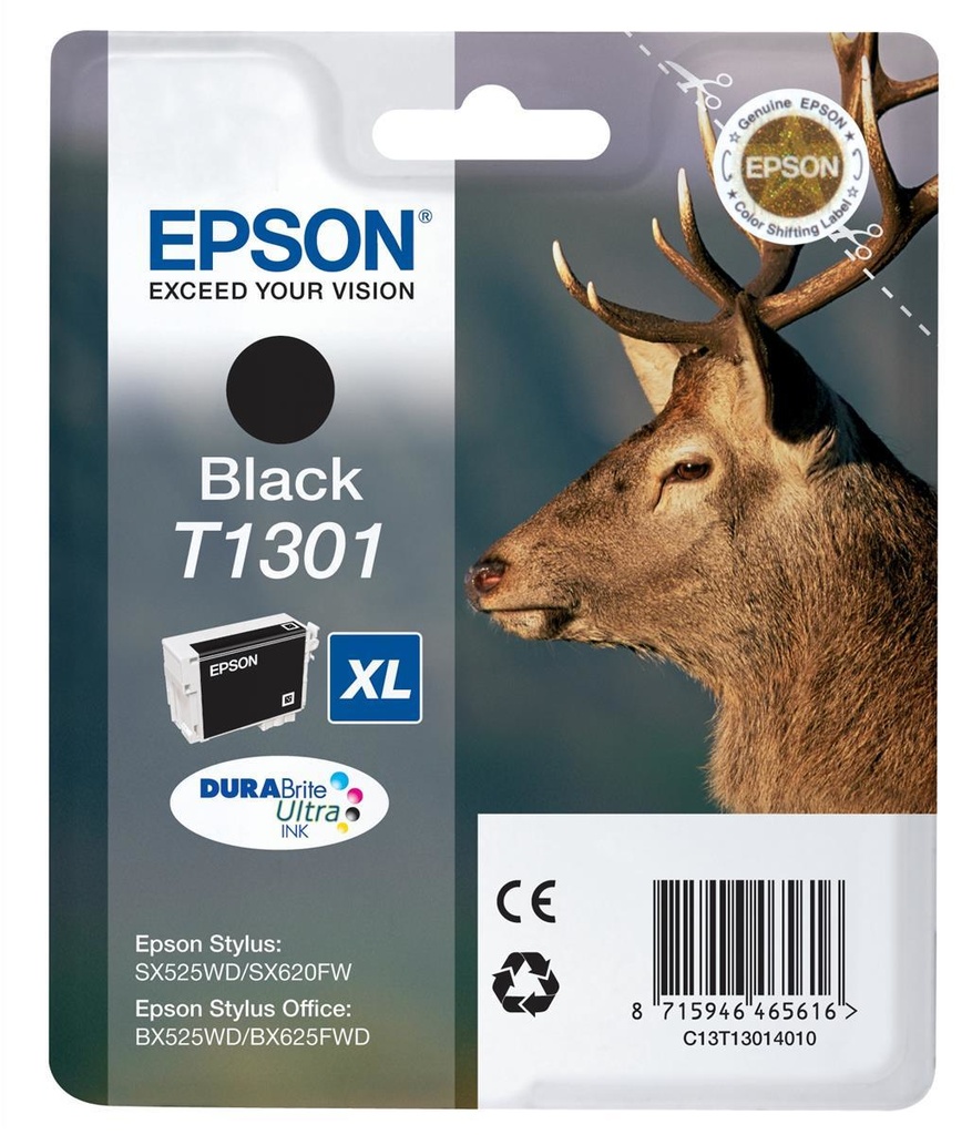 ORIGINAL Epson Cartuccia d'inchiostro nero C13T13014012 T1301 XL ~945 Seiten 25,4ml