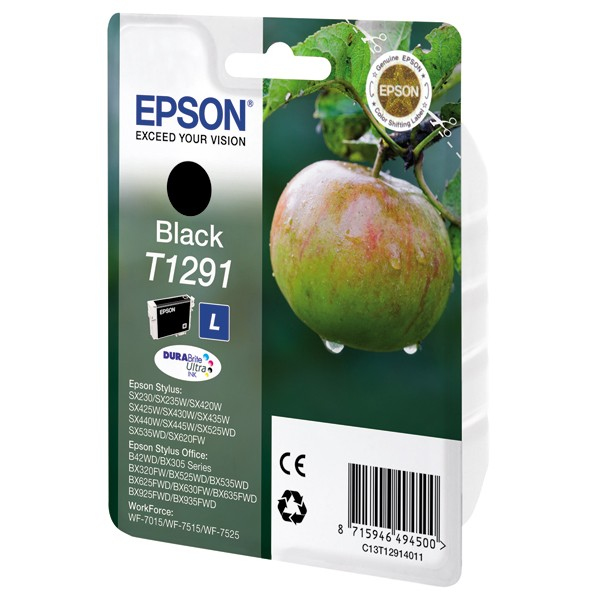 ORIGINAL Epson Cartuccia d'inchiostro nero C13T12914012 T1291 ~385 Seiten 11,2ml