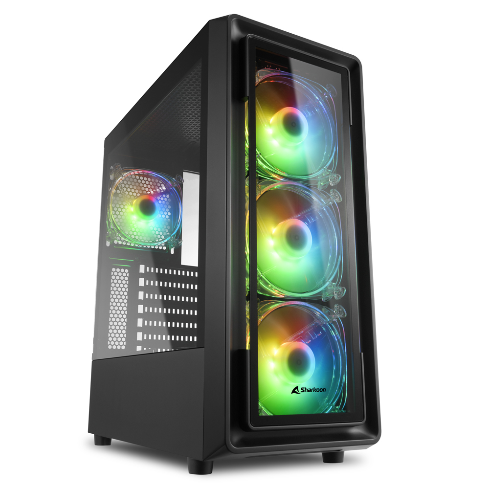 [4044951030187] Case Sharkoon TK4 RGB vetro temperato Nero
