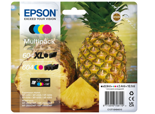 [C13T10H94010] Epson 604XL cartuccia d'inchiostro 4 pz Originale Resa elevata (XL) Nero, Ciano, Magenta, Giallo