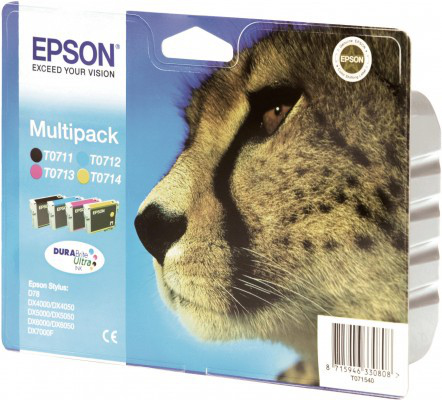 ORIGINAL Epson Multipack nero / ciano / magenta / giallo C13T07154012 T0715 ~1255 Seiten 4 cartucce: T0711 + T0712 + T0713 + T0714