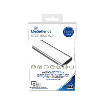[MR1102] MediaRange MR1102 unità esterna a stato solido 480 GB USB tipo-C 3.2 Gen 2 (3.1 Gen 2) Argento