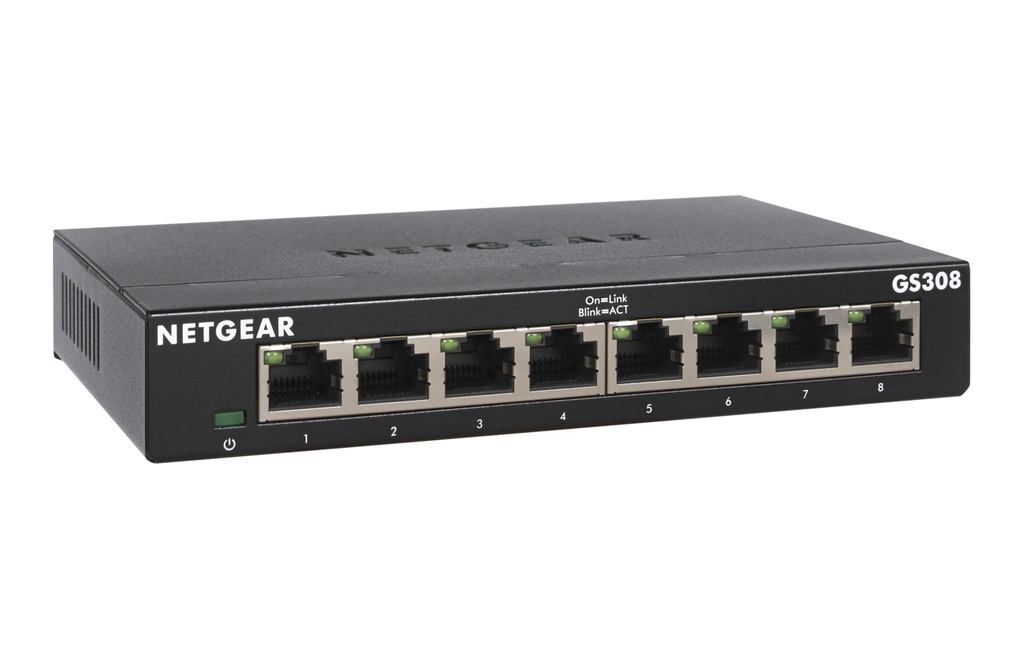 [GS308-300PES] NETGEAR GS308-300PES switch di rete Non gestito L2 Gigabit Ethernet (10/100/1000) Nero