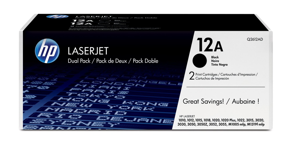 [Q2612AD] HP Confezione da 2 cartucce originali di Toner nero LaserJet 12A