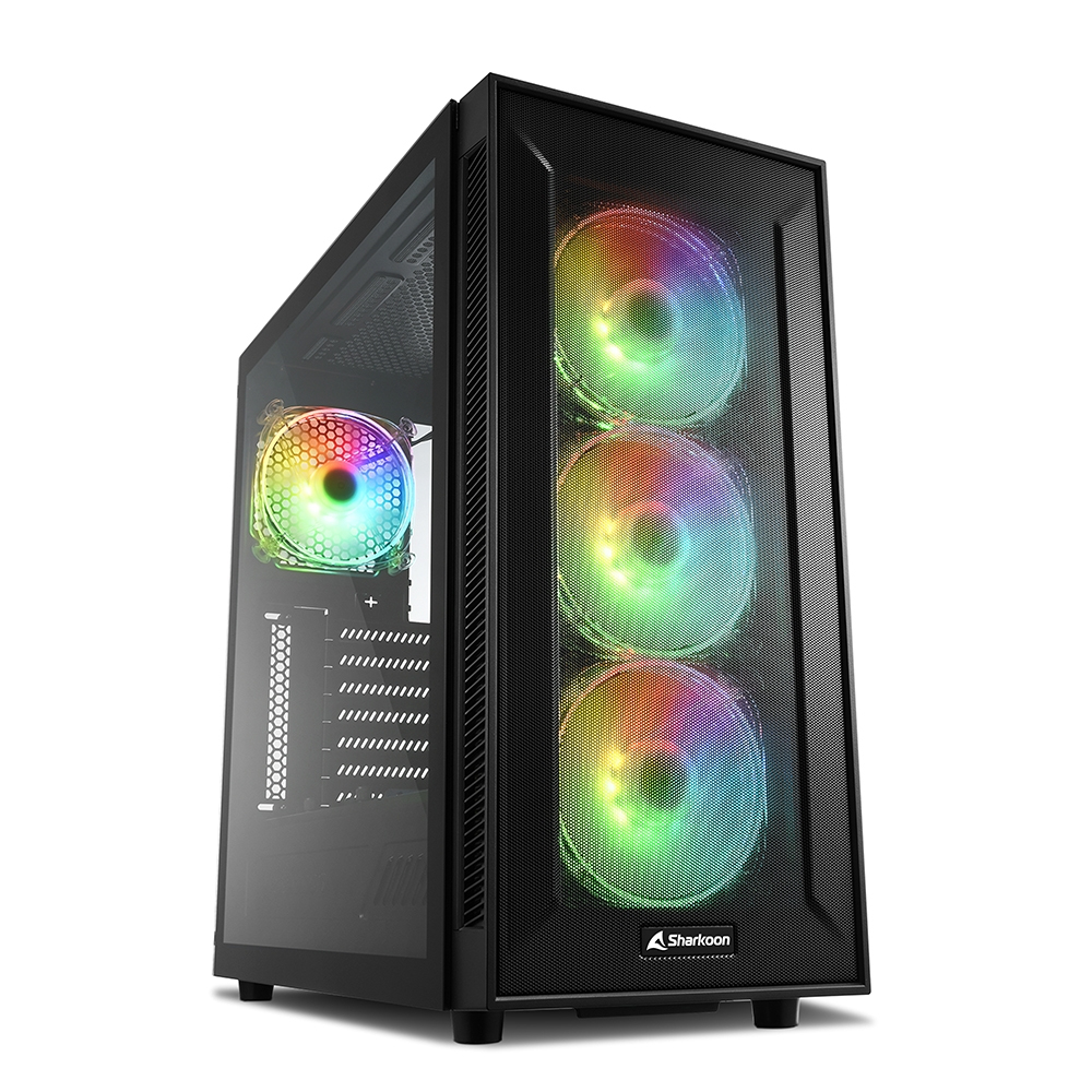 [4044951032136] Case Sharkoon TG6M RGB vetro temperato Nero