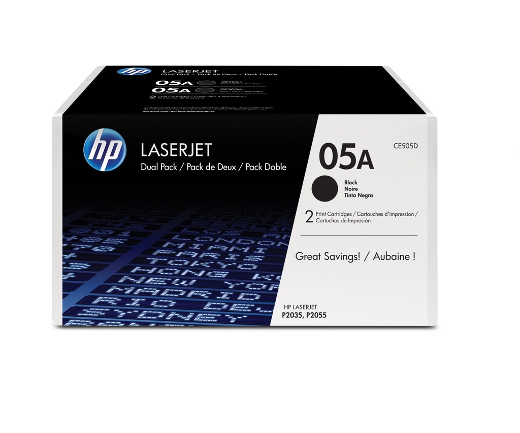 [CE505D] HP Confezione doppia di cartucce toner originali nero 05A LaserJet