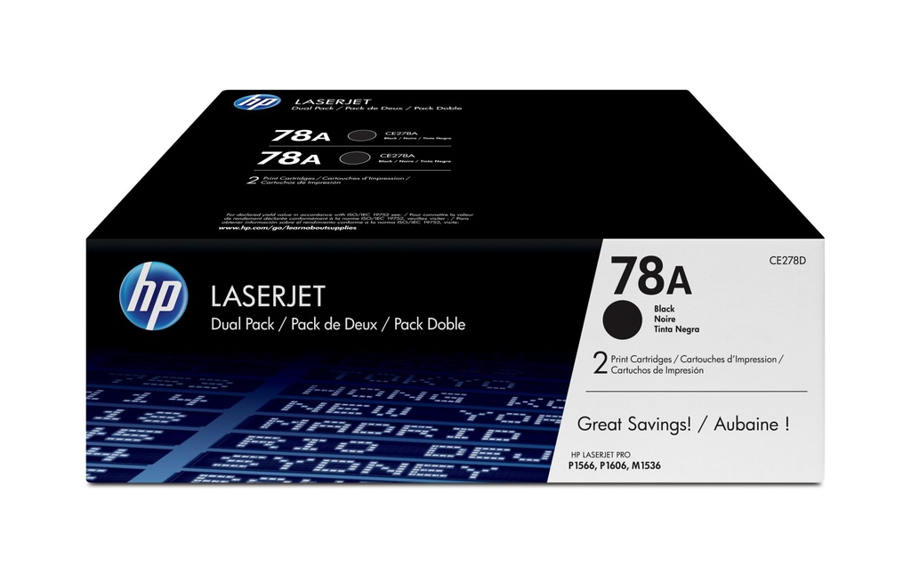 [CE278AD] HP Confezione da 2 cartucce originali di Toner nero LaserJet 78A