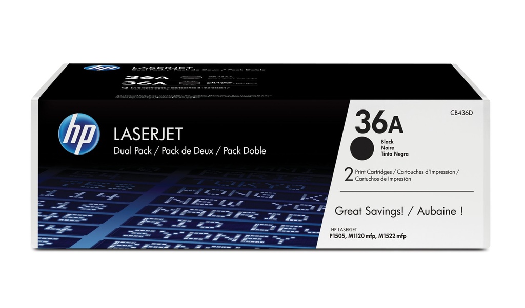 [CB436AD] HP Confezione da 2 cartucce originali di Toner nero LaserJet 36A