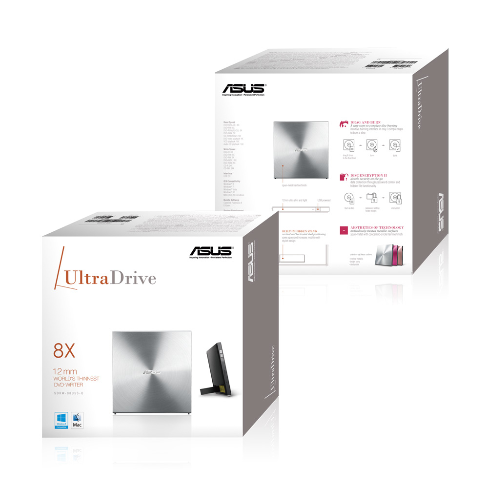 [90DD0112-M29000] ASUS SDRW-08U5S-U lettore di disco ottico DVD Super Multi DL Metallico
