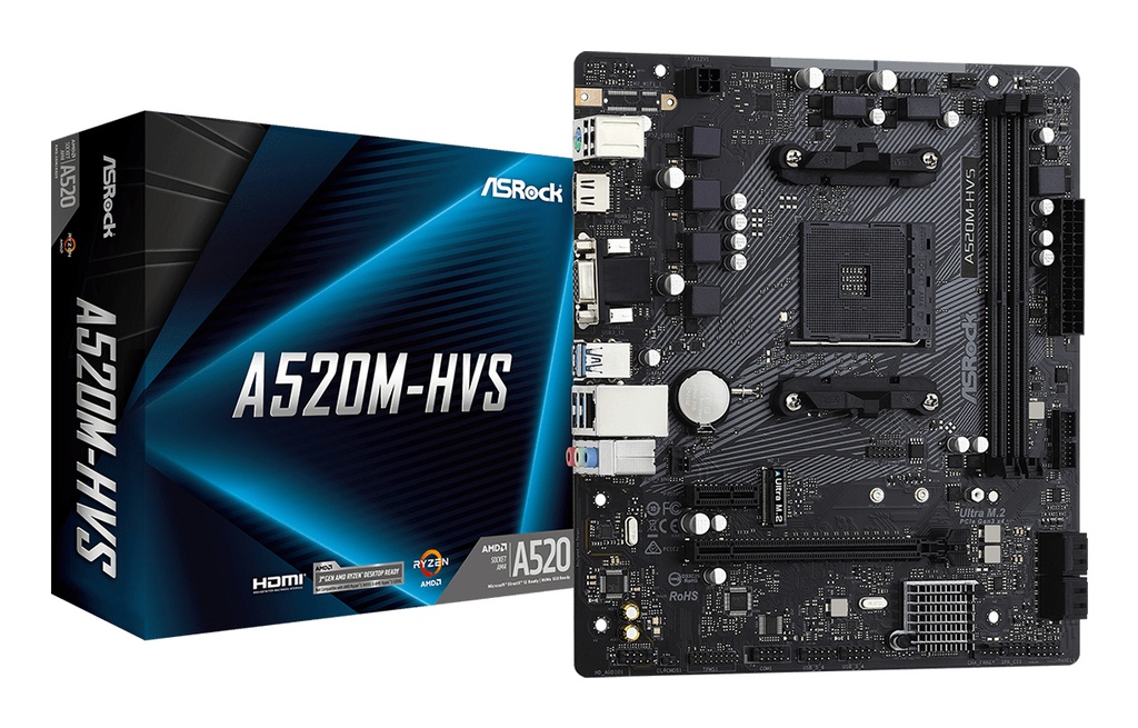 [90-MXBE60-A0UAYZ] Asrock A520M-HVS AMD A520 Socket AM4 micro ATX