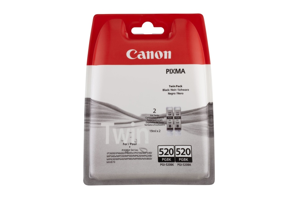 ORIGINAL Canon Multipack nero PGI-520BK Twin 2932B012 ~650 Seiten Cartuccie d´inchiostro, Confezione doppia