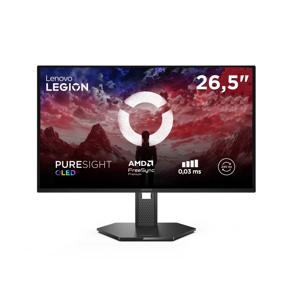 [67E1GAC1IT] Lenovo Legion 27Q-10 OLED - Monitor Gaming 26.5" QD-OLED Flat QHD 2560x1440 0 240Hz 0.03ms - AMD FreeSync Premium + VESA AdaptiveSync 2xHDMI 2.1 + 1xDP 1.4 - Stand Height + Tilt + Swivel + Pivot Cavo DP incluso