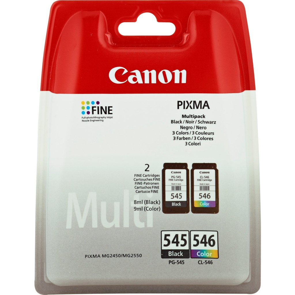 ORIGINAL Canon Multipack nero / differenti colori PG-545+CL-546 8287B005 ~360 Seiten PG-545 + CL-546