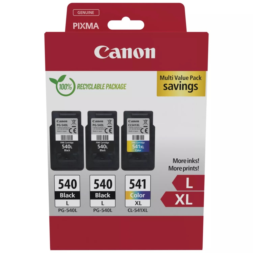 ORIGINAL Canon Multipack nero / differenti colori PG-540L+CL-541XL 5224B017 ~1000 Seiten