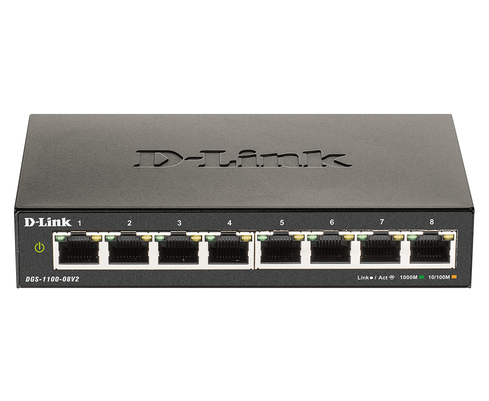 [DGS-1100-08V2/E] D-Link DGS-1100-08V2 Gestito L2 Gigabit Ethernet (10/100/1000) Nero
