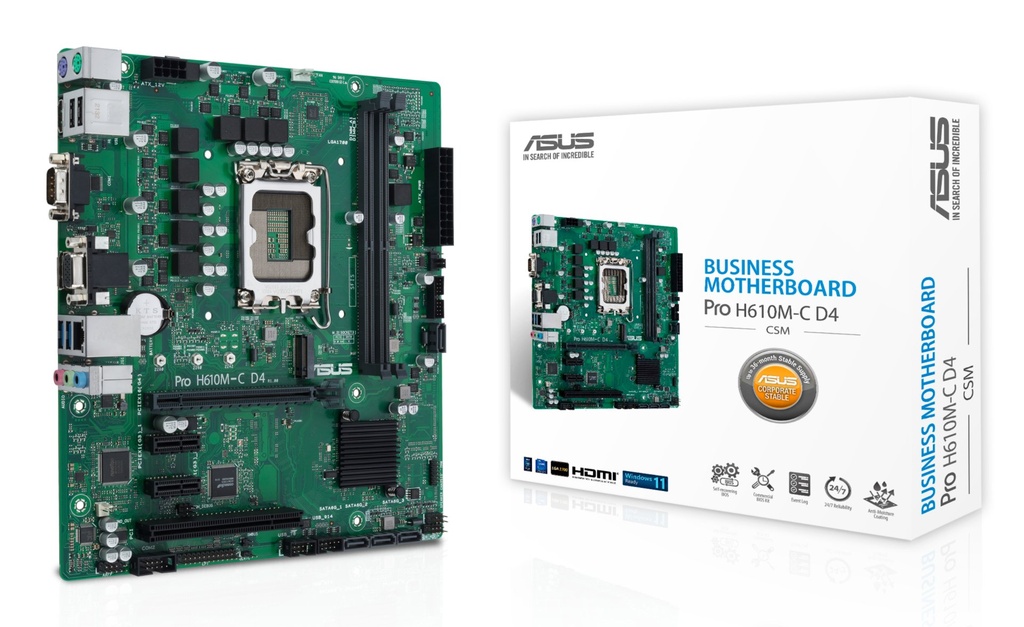 [90MB1A30-M0EAYC] ASUS PRO H610M-C D4-CSM Intel H610 LGA 1700 micro ATX