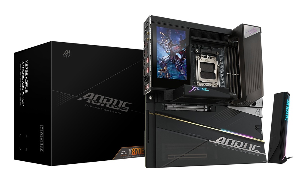 GIGABYTE X870E AORUS XTREME X3D AI TOP Scheda Madre - Supporta CPU AMD Ryzen serie 9000, VRM a 24+2+2 fasi, fino a 9000MHz DDR5 (O.C.), 2xPCIe 5.0 M.2 + 3xPCIe 4.0 M.2, Wi-Fi 7, LAN 10GbE, USB 4