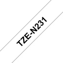 Nastro Brother Nero su bianco TZe-N231 Nastro per etichettatura nero su bianco Brother TZe-N231 – 12 mm di larghezza