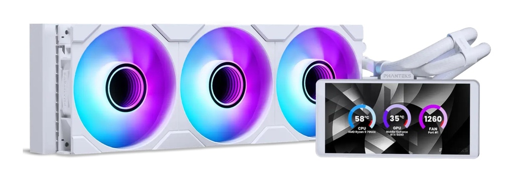 [PH-GO360M25G2LCD_DWT01] Phanteks Glacier One 360M25 LCD Processore Raffreddatore di liquidi tutto in uno 12 cm Bianco 1 pz