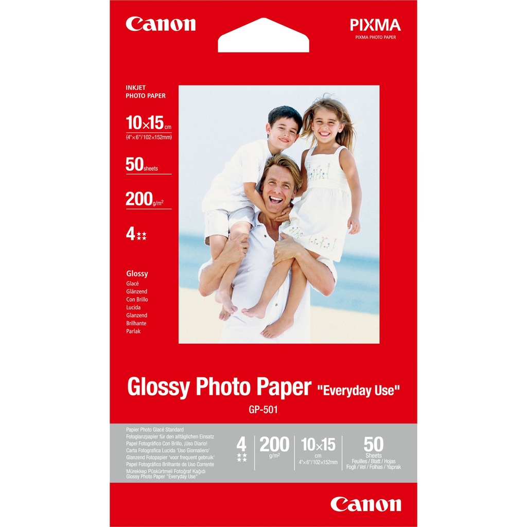 [0775B081] ORIGINAL Canon Carta Bianco 0775B081 GP-501 Carta fotografica Glossy GP-501 4x6" - 50 fogli