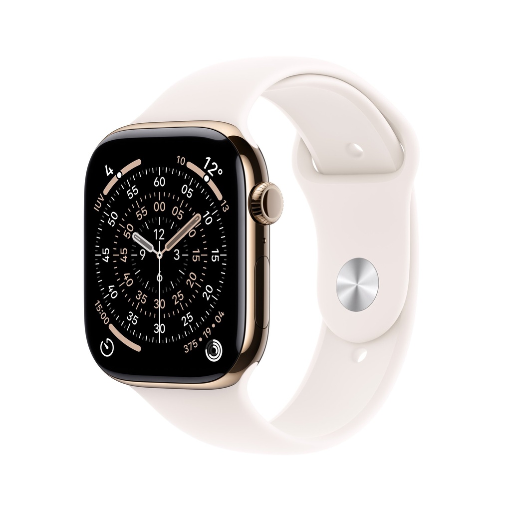 Apple Watch Series 11 GPS + Cellular 46mm Gold Titanium Case with Light Blush Sport Band - M/L