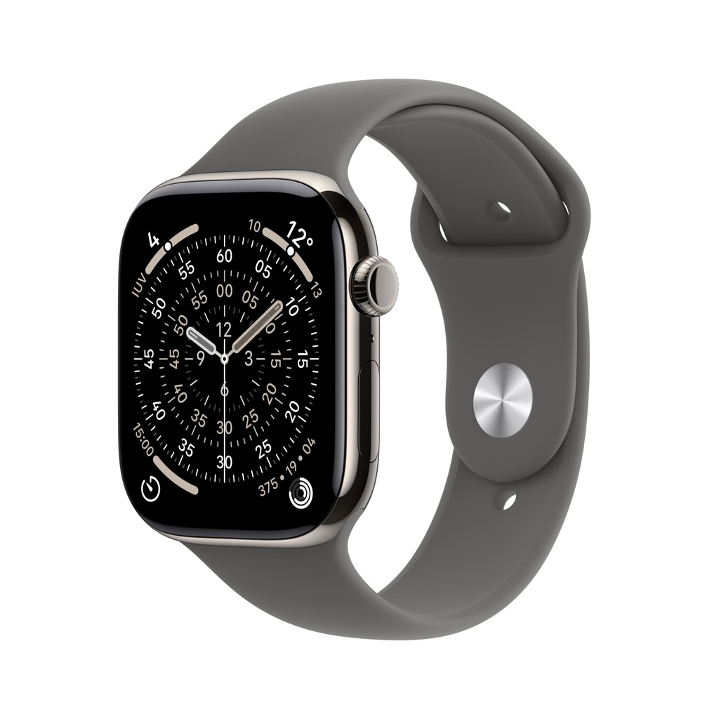 [MFCX4QL/A] Apple Watch Series 11 GPS + Cellular 46mm Natural Titanium Case with Stone Grey Sport Band - M/L