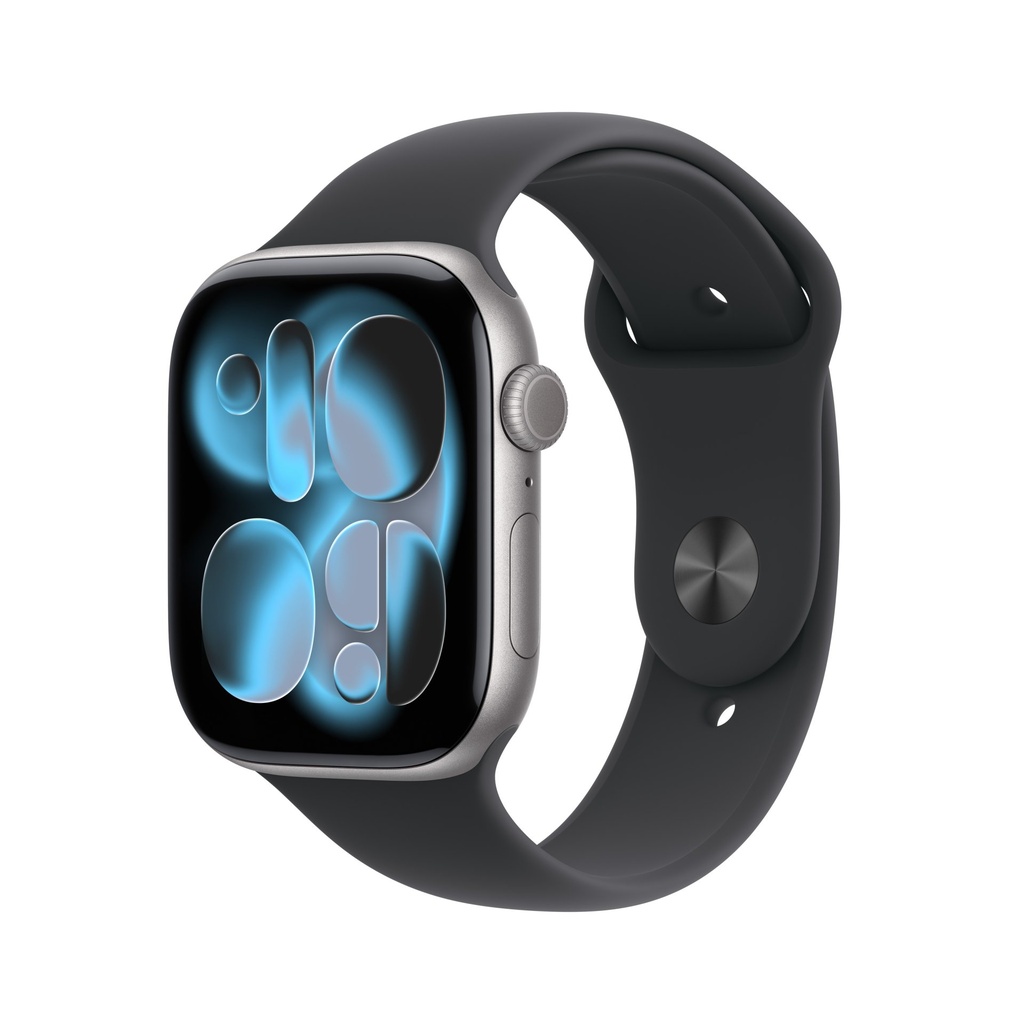 [MFC94QL/A] Apple Watch Series 11 GPS + Cellular 46mm Cassa Alluminio Grigio Siderale con Sport Band Nero - S/M
