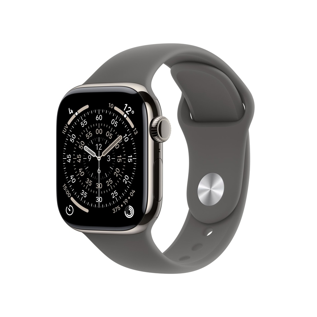 Apple Watch Series 11 GPS + Cellular 42mm Natural Titanium Case with Stone Grey Sport Band - M/L