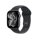 Apple Watch Series 11 GPS + Cellular 42mm Jet Black Aluminium Case with Black Sport Band - M/L