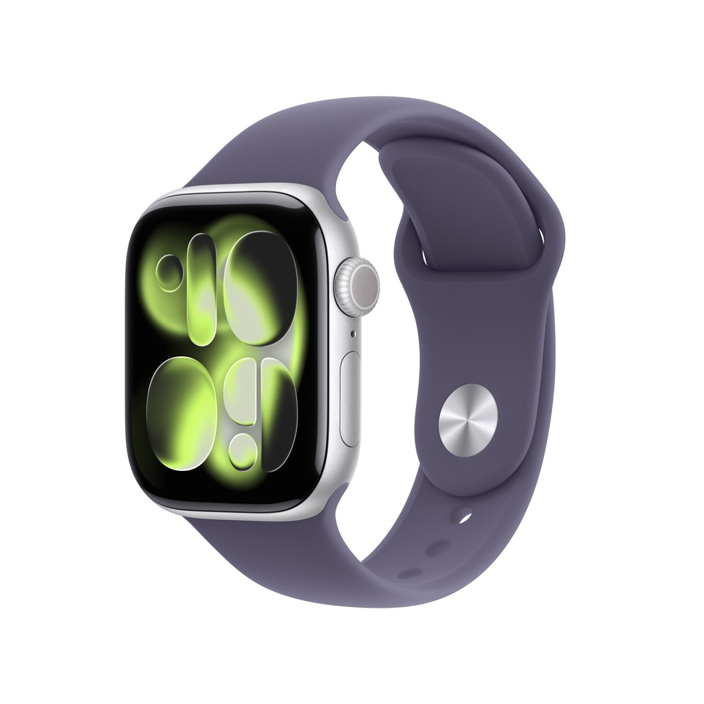 Apple Watch Series 11 GPS + Cellular 42mm Cassa Alluminio Argento con Sport Band Viola Nebbia - S/M