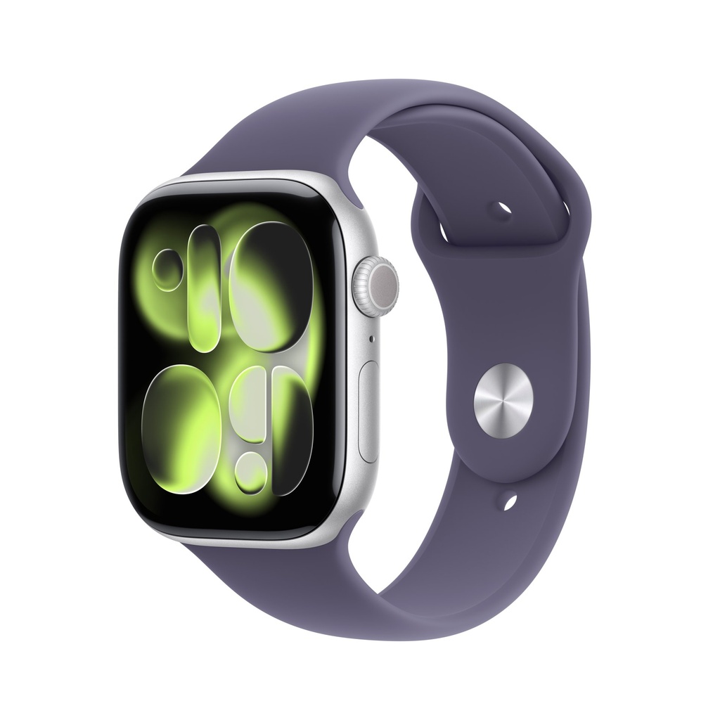 [MEV94QL/A] Apple Watch Series 11 GPS 46mm Silver Aluminium Case with Purple Fog Sport Band - S/M