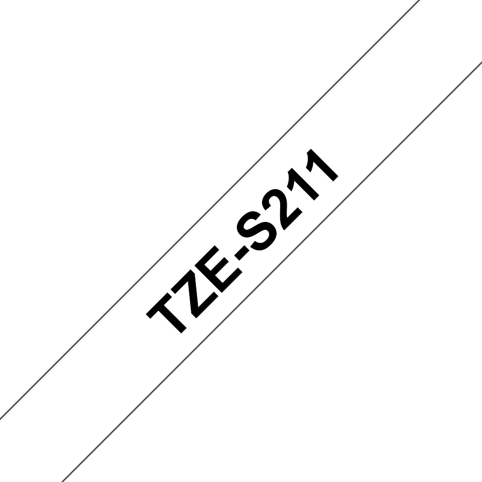 [TZe-S211] ORIGINAL Brother Nastro Nero su bianco TZe-S211 TZ-S211 6 mm x 8 m, laminato, adesivo extra forte
