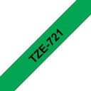 ORIGINAL Brother Nastro Nero su verde TZe-721 TZ-721 9 mm x 8 m, laminato