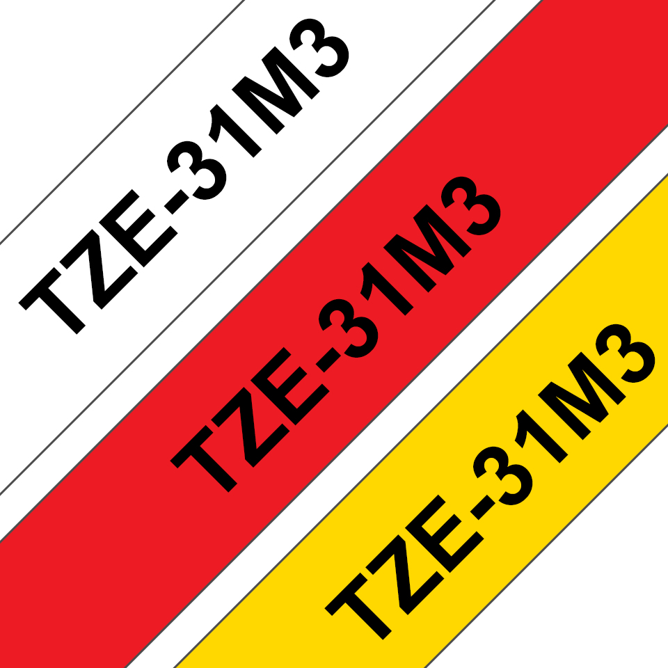 [TZe-31M3] ORIGINAL Brother Nastro Nero su biancosuNero su rossosuNero su giallo TZe-31M3 TZ-31M3 TZe-231 + TZe-431 + TZe-631