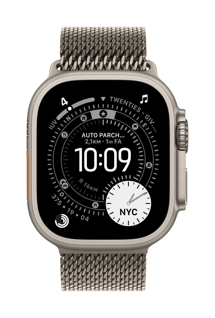 Apple Loop in maglia milanese in titanio naturale (49 mm) - Large