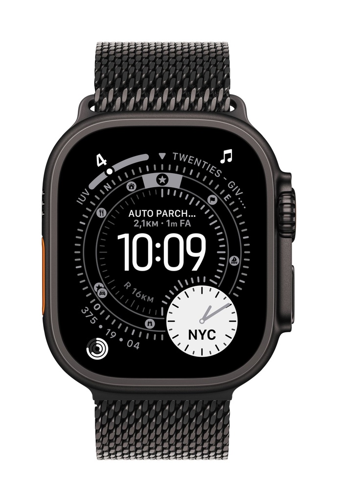 Apple Loop in maglia milanese in titanio nero (49 mm) - Small