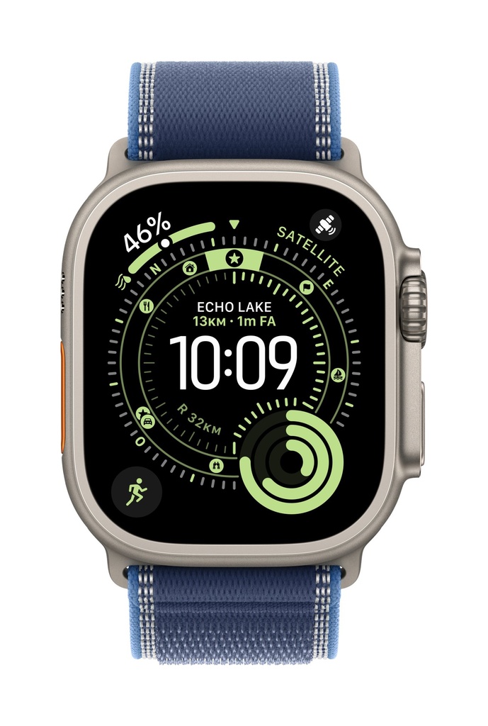 Apple Trail Loop blu/blu acceso (49 mm) - M/L - Titanio naturale