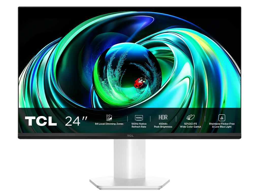 TCL 24G54 Mini-LED Monitor 24", risoluzione Full HD, 100Hz, pannello VA, 450 nits, VESA Display HDR 400, ampia gamma di colori, TÜV Rheinland senza sfarfallio e luce blu bassa