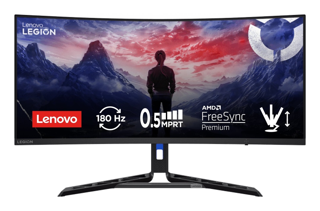 Lenovo Legion R34w-30 - Monitor Gaming 34" VA Curvo 1500R UWQHD 3440x1440 0 180Hz 0.5ms - Speakers AMD FreeSync Premium + VESA AdaptiveSync 2xHDMI 2.1 + 1xDP 1.4 - Stand Height + Tilt + Swivel Cavo DP incluso