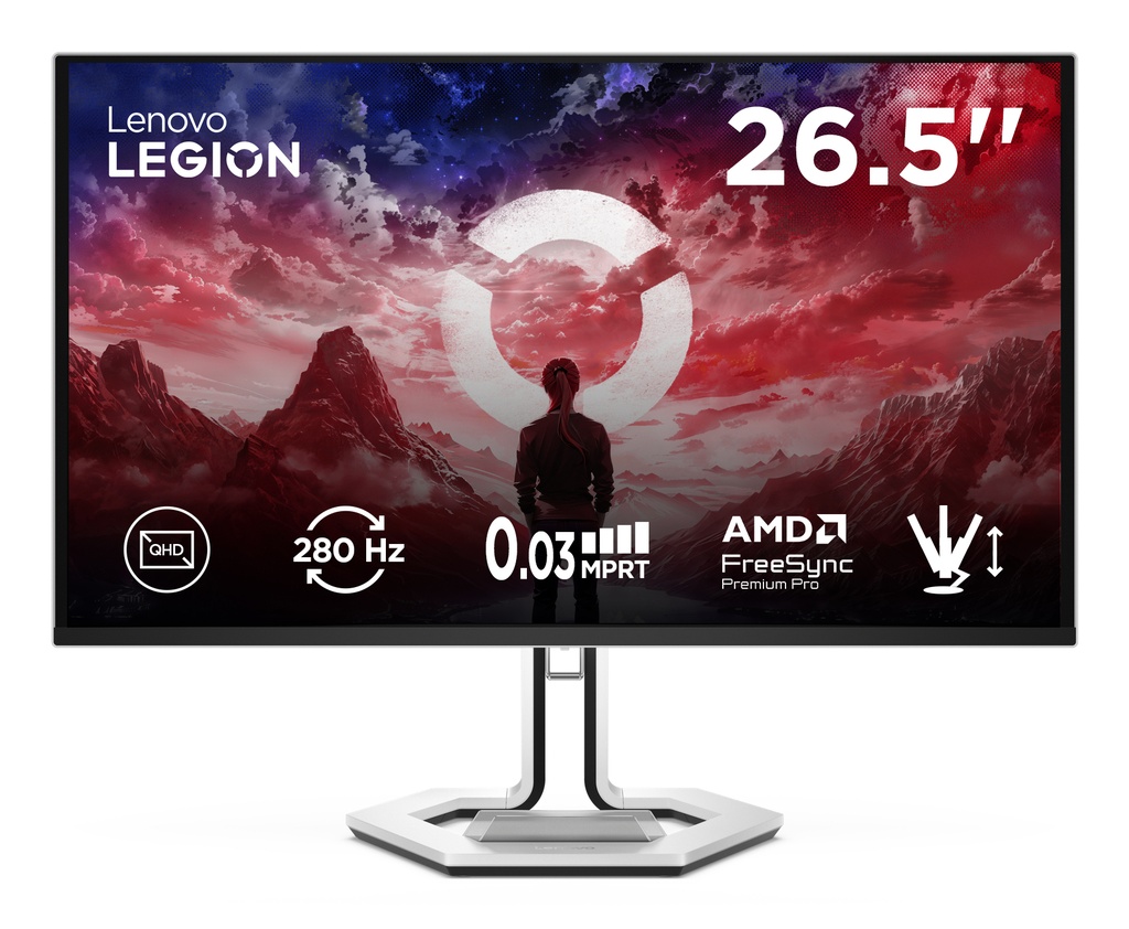 Lenovo Legion Pro 27Q-10 - Monitor Gaming 26.5" QD-OLED Flat QHD 2560x1440 0 280Hz 0.03ms - AMD FreeSync Premium Pro + VESA AdaptiveSync 2xHDMI 2.1 + 1xDP 1.4 - Stand Height + Tilt + Swivel + Pivot Cavo HDMI + DP + USB A/B incluso