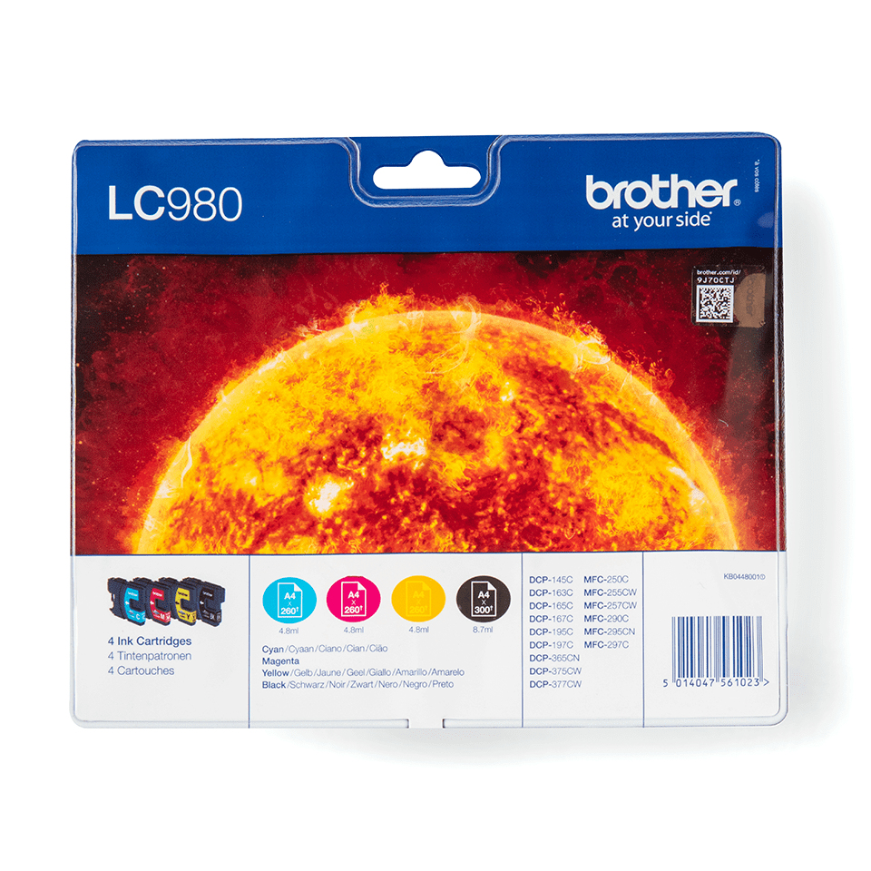 ORIGINAL Brother Multipack nero / ciano / magenta / giallo LC-980 LC980VALBPDR ~1080 Seiten LC-980 BK/C/M/Y