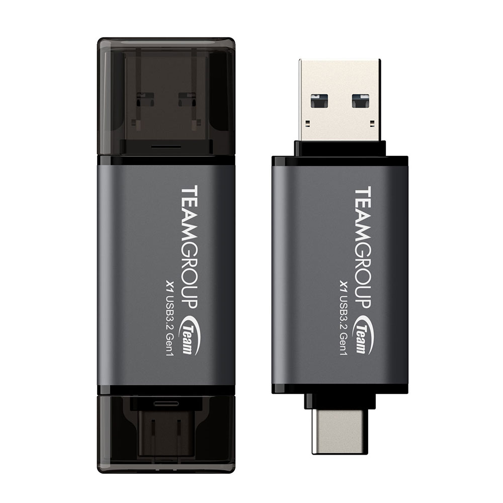 Team Group X1 USB 3.2 Gen1 unità flash USB 128 GB USB Type-A / USB Type-C 3.2 Gen 1 (3.1 Gen 1) Nero, Grigio