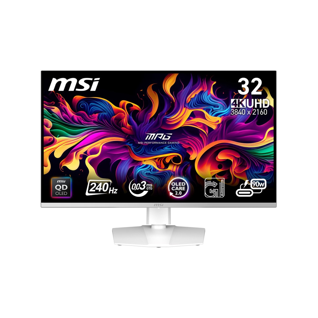 MSI MPG 321URXWDE QD-OLED Monitor PC 80 cm (31.5") 3840 x 2160 Pixel 4K Ultra HD Bianco