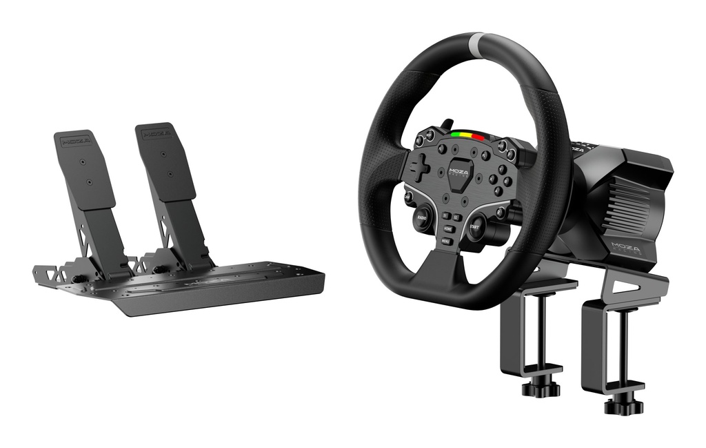 Sterzo + Pedali Moza Racing RS074 periferica di gioco Bluetooth/USB Nero