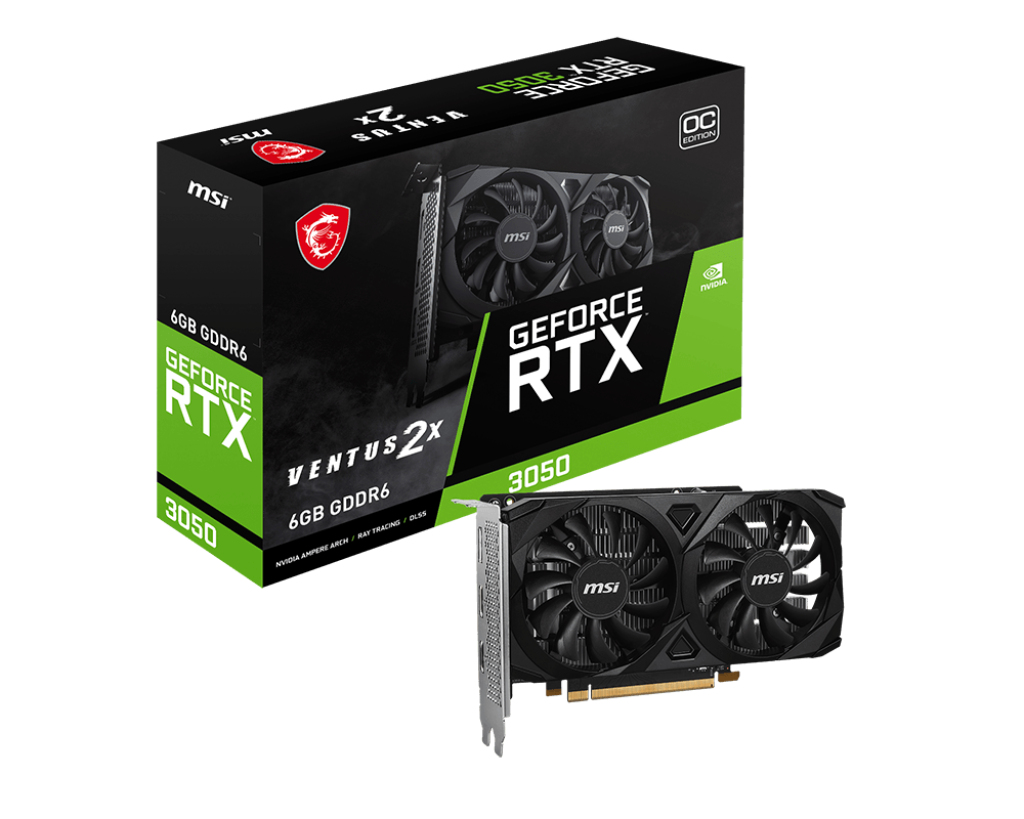 Scheda Video MSI Nvidia GeForce RTX 3050 Ventus 2X E OC 6GB GDDR6 Nero