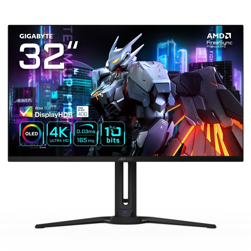 [AORUS FO32U EK] GIGABYTE AORUS FO32U 31,5” Monitor da gioco UHD - 3840 x 2160 (UHD), 165Hz, 0,03ms, 250 cd/m², FreeSync Premium Pro, DisplayHDR True Black 400, HDMI 2.1, DisplayPort 1.4