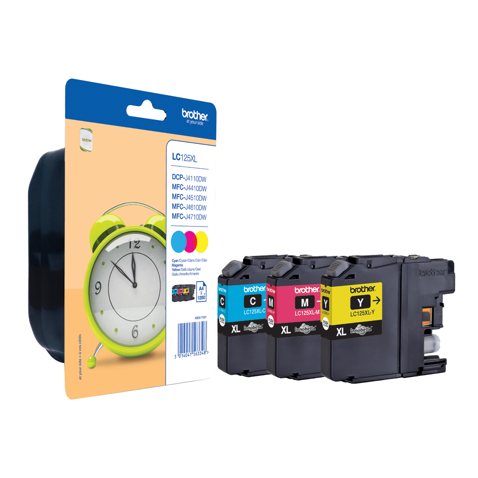 ORIGINAL Brother Multipack ciano / magenta / giallo LC-125XL LC125XLRBWBPDR ~3600 Seiten 3 cartucce d'inchiostro LC125: C+M+Y