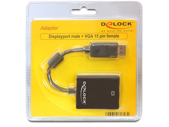 DeLOCK 61848 cavo e adattatore video 0,125 m VGA (D-Sub) DisplayPort Nero