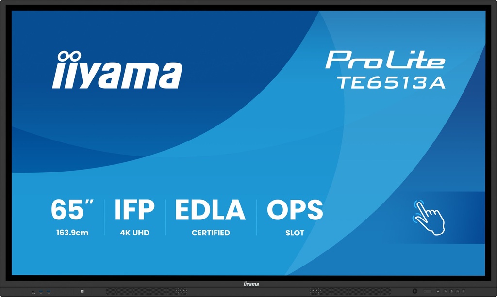 iiyama TE6513A-B3AG visualizzatore di messaggi Pannello piatto interattivo 163,8 cm (64.5") LCD Wi-Fi 500 cd/m² 4K Ultra HD Nero Touch screen Processore integrato Android 24/7